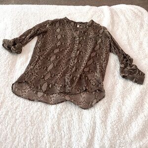 NWOT Kut from the cloth, semi sheer snakeskin blouse.
